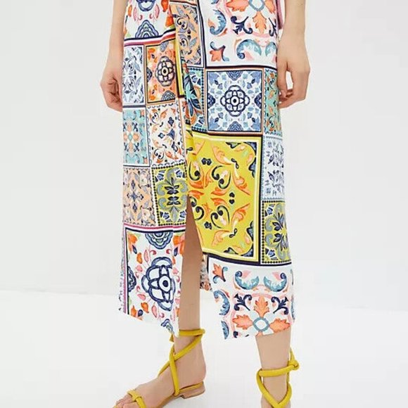 NWT By Anthropologie Tiled Midi Skirt Twisted Front Slit Hem Size Small H13703 - Picture 3 of 12